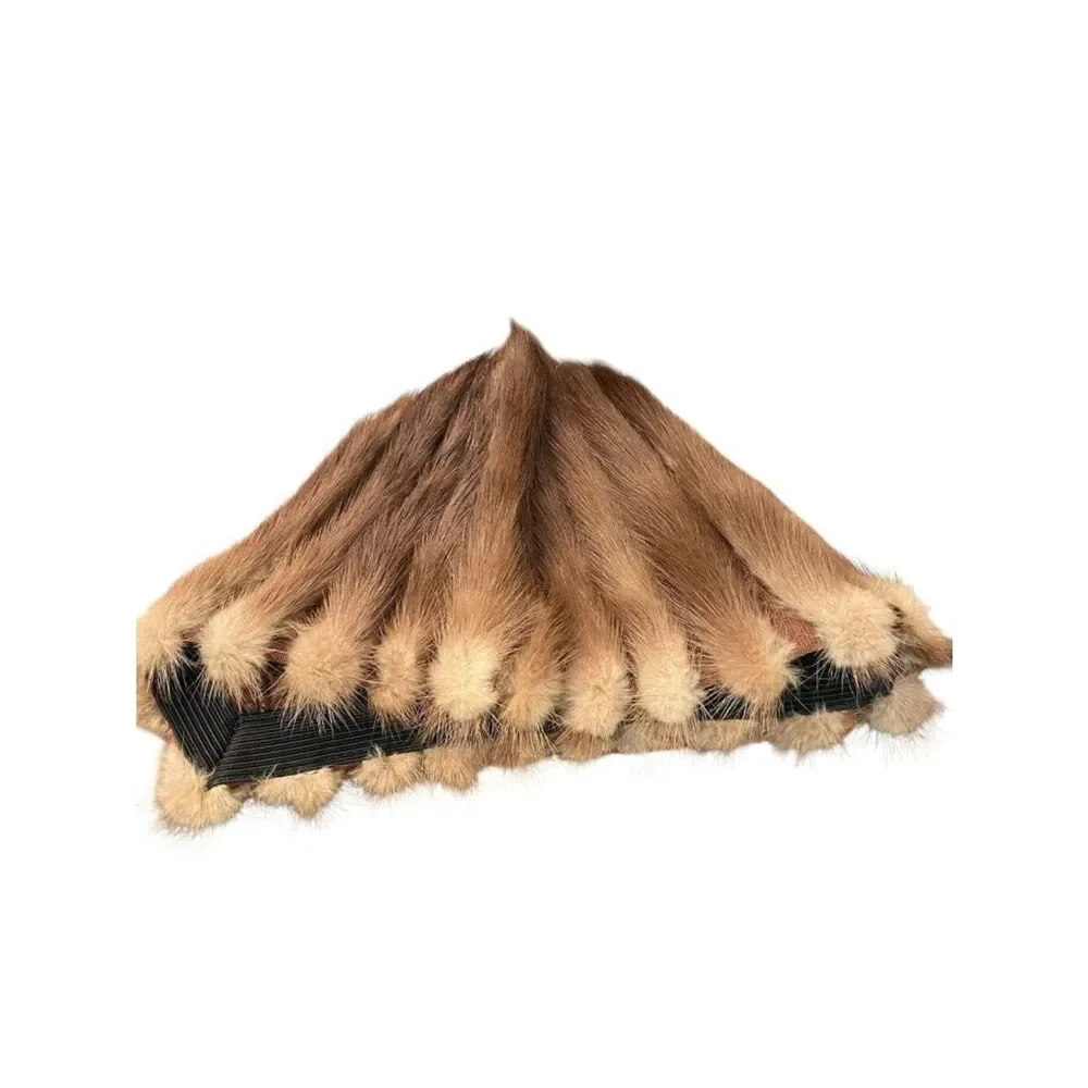 Real Mink Fur Ribbed Beanie Hat Lined Union Made USA One Size Cap Stretch